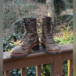 Chippewa Incredible 9” Logger Made in USA Vibram Fringe Tongue Lined Size 11.5